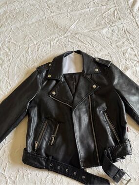 Levi's Black Leather Jacket with Logo Patch